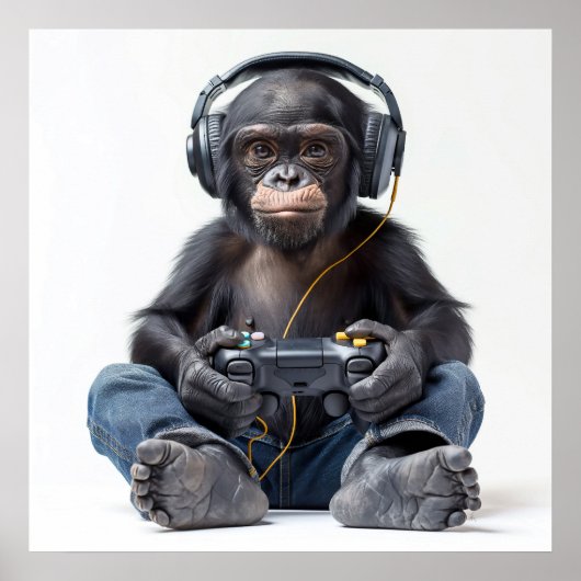 Poster oder Download Gamer Chimp für Kinder (Vorne)