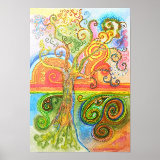 Poster oder Druck mit einem farbigen, psychedelisc (Vorne)