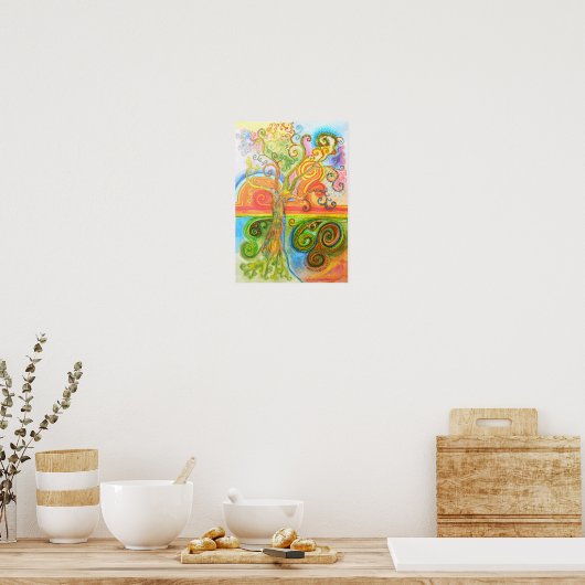 Poster oder Druck mit einem farbigen, psychedelisc (Küche)