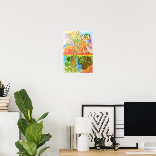 Poster oder Druck mit einem farbigen, psychedelisc (Heimbüro)