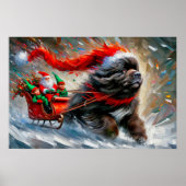 Poster of Newfie Pulling Santa's Sleigh (Vorne)