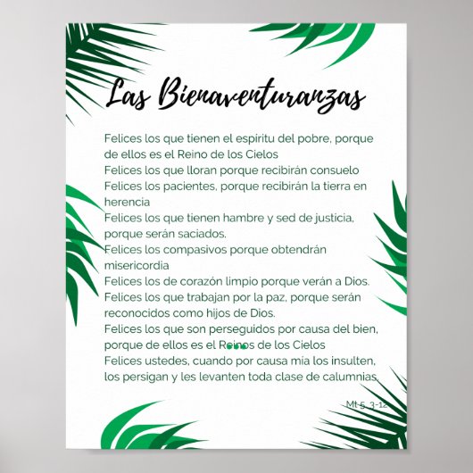 Poster oración de las Bienaventuranzas  (Vorne)