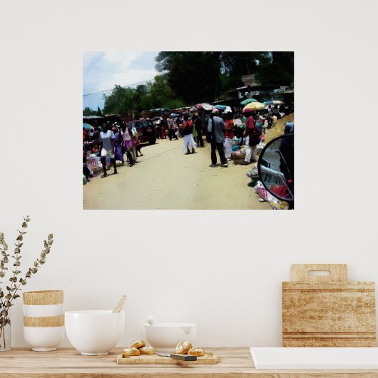 Poster Painting - Port Au Prince Haiti Marketplace (Küche)