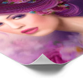 Poster Paper Fantasy Frau violette Blumen (Ecke)
