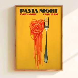 Poster Pasta-Nacht Italienisches Essen Wandbild Sp