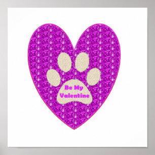 Poster Paw Herz Rosa Weiß mein Valentine