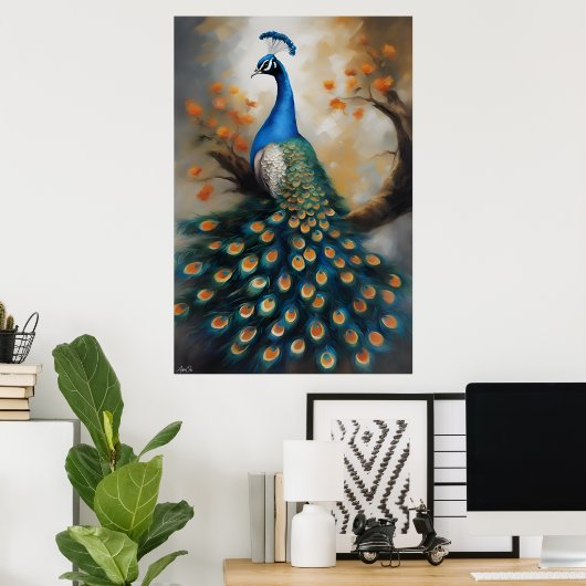 Poster | Pfau | Malerei (Heimbüro)