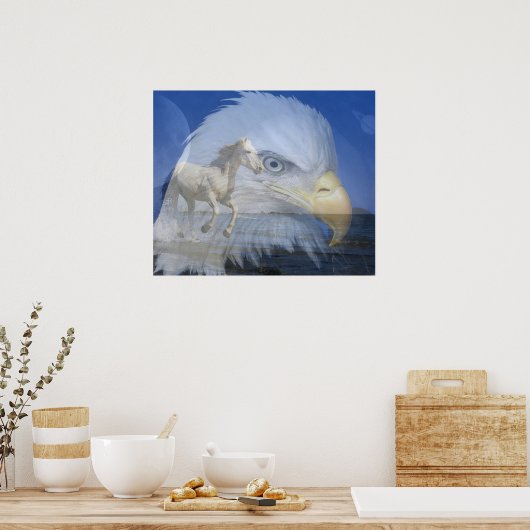 Poster/Pferd und Adler im Weltraum Poster (Küche)