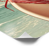 Poster Pin-up Brune in Bikini Rayé Rot und Weiß (Ecke)