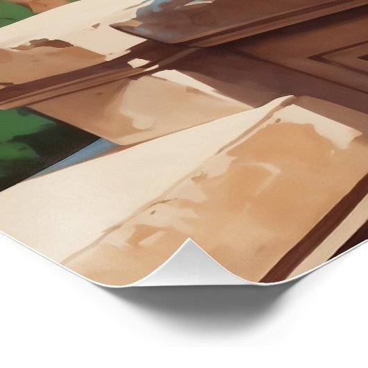 Poster Pin-up Griechisches Set Temple und Mer (Ecke)