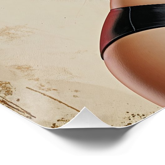 Poster Pin-up Rose Flamboyante (Ecke)