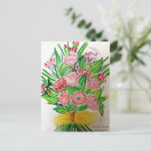 Poster Pink Flat Bouquet Postkarte (Stehend Vorderseite)