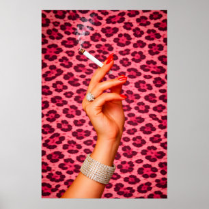 Poster Pink Leopard Glamour, Schicke Mode-Zigarett