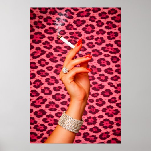 Poster Pink Leopard Glamour, Schicke Mode-Zigarett (Vorne)
