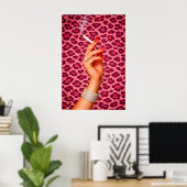 Poster Pink Leopard Glamour, Schicke Mode-Zigarett (Heimbüro)