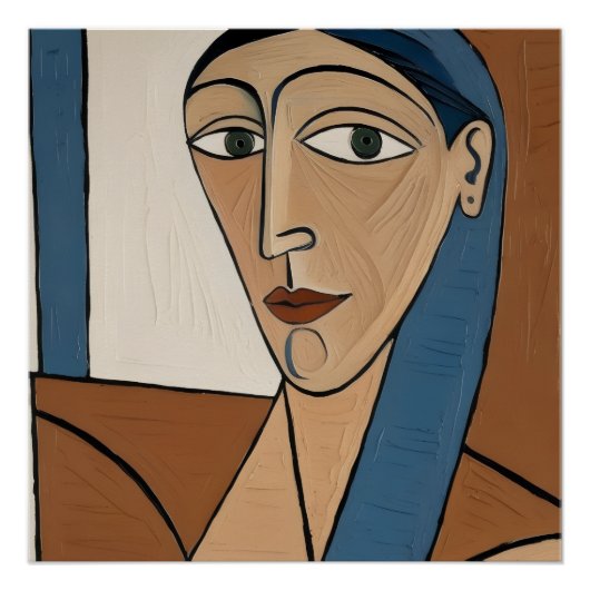 Poster Portrait Cubiste Moderne - Femme Élégante (Vorderseite)