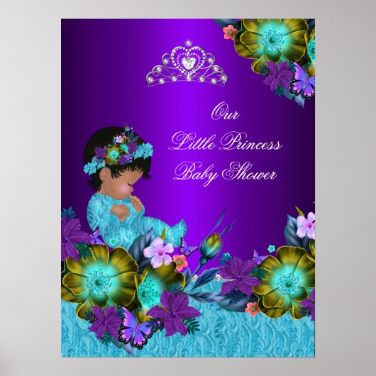 Poster Princess Baby Dusche Aquamarin Blue Lila Gi (Vorne)