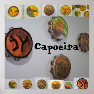 Poster print capoeira tambourine pandeiro ax