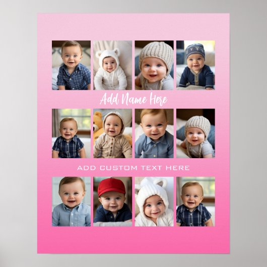 Poster/Print Collage für das erste Jahr des Babys Poster (Vorne)