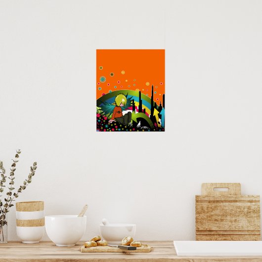 Poster/Print: Emo Boy unter dem Regenbogen Poster (Küche)