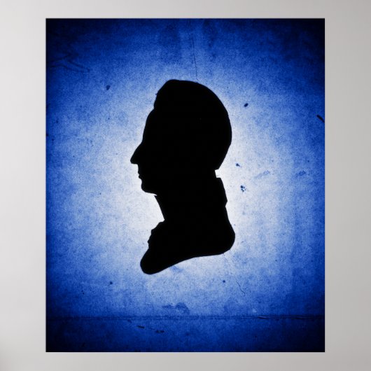 Poster/Print "Man Silhouette on Blue" Poster (Vorne)