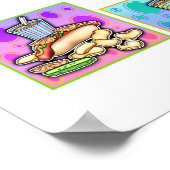 Poster, Print - Pop Art Hot Dog mit Chips und eine Poster (Ecke)