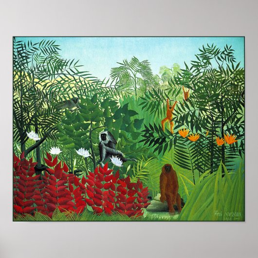 Poster/Print: Tropical Forest with Monkeys Poster (Vorne)