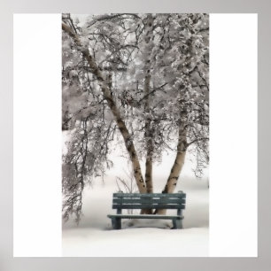 Poster/Print von Snowy Bench Poster