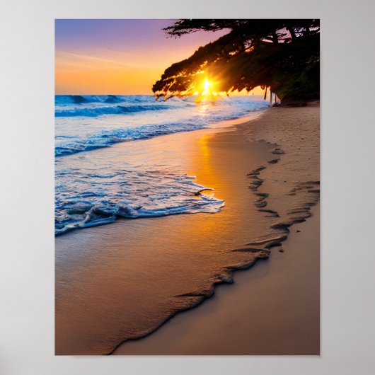 Poster Print Wall Art Tropischer Sonnenuntergang (Vorne)