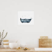 Poster/Print X-Ray Skeleton Bath White Blue Poster (Küche)
