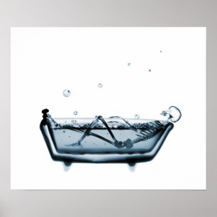 Poster/Print X-Ray Skeleton Bath White Blue Poster