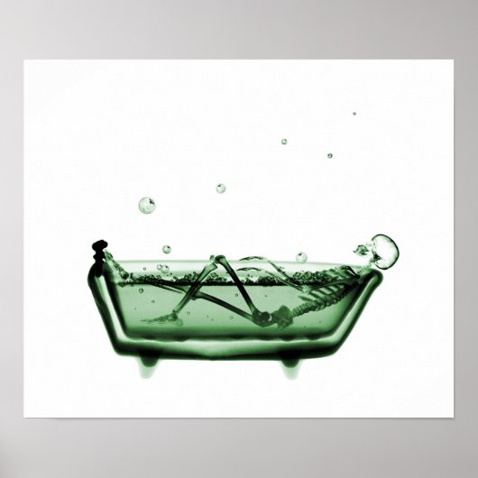Poster/Print X-Ray Skeleton Bath White Green Poster (Vorne)