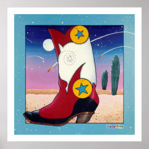 Poster, Prints - Cowboy-Boot, alles bedruckt Poster