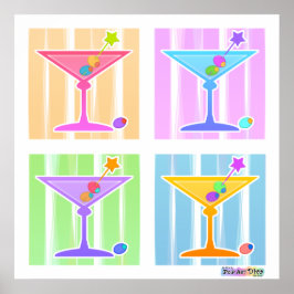 Poster, Prints - Retro Pop Art Martinis Poster