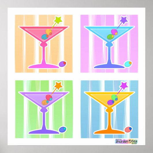 Poster, Prints - Retro Pop Art Martinis Poster (Vorne)