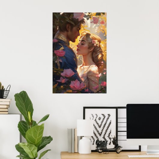 Poster - Prinz Charming und Prinzessin Liebe Kiss (Heimbüro)