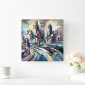 Poster Quadratische Wanduhr (Zuhause)
