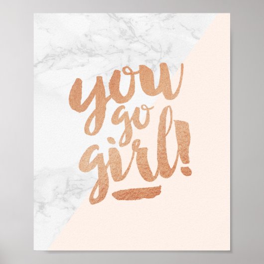 Poster Quote You Go Girl Marble Gold Handschrift (Vorne)