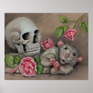 Poster "Rat Skull Rose"