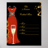 Poster Red Cocktail Menü Canvas Print (Vorne)