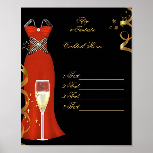 Poster Red Cocktail Menü Canvas Print (Vorne)