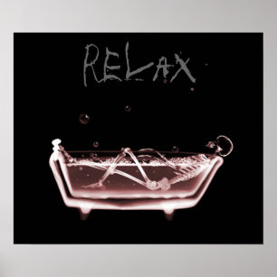 Poster- Red Relax X-Ray Skeleton Bath Time Poster