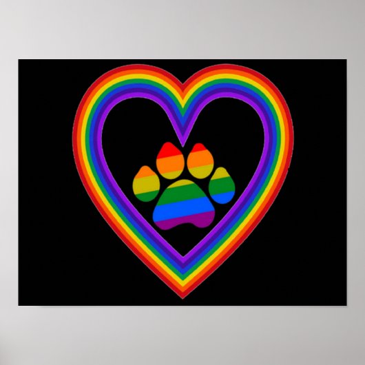 Poster Regenbogenherz mit Pfote (Vorne)