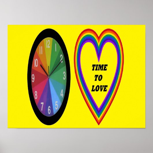 Poster Regenbogenuhr mit Herzzeit bis Liebe (Vorne)