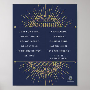 Poster Reiki hält. Englisch und Japanisch