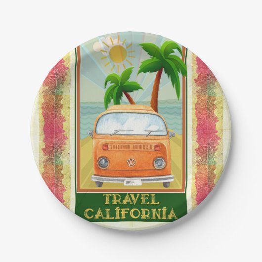 Poster: Reisen California Paper Plate Pappteller (Vorderseite)