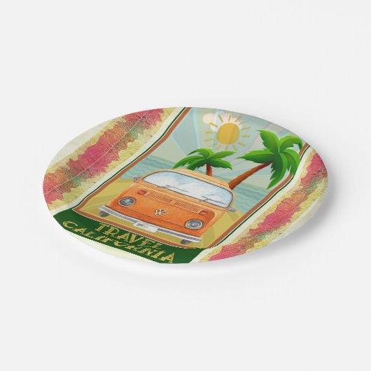 Poster: Reisen California Paper Plate Pappteller (Schrägansicht)