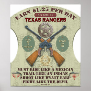 POSTER - REKRUTIERUNG VON TEXAS-RANGERN 1887