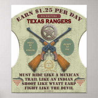 POSTER - REKRUTIERUNG VON TEXAS-RANGERN 1887