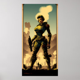 Póster retro Lienzo chica de la guerra vintage Poster